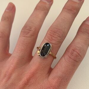 Cara Wolff Moss Kyanite Ring with Silver & Gold - One-of-a-kind - Size 7